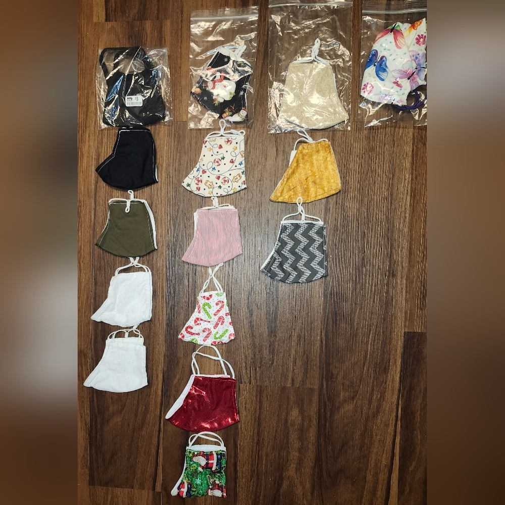 NWT (Some Bags Missing Tags) Lot of 14 Misc Standard Sz Face Masks & 1 Lg Mask